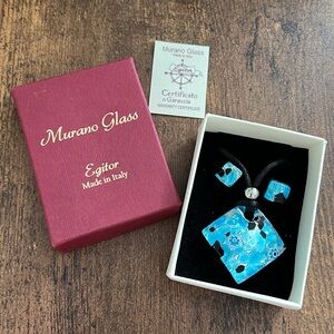 Murano Glass Necklace and Earring Set Made and purchased in Italy Just Gorgeous